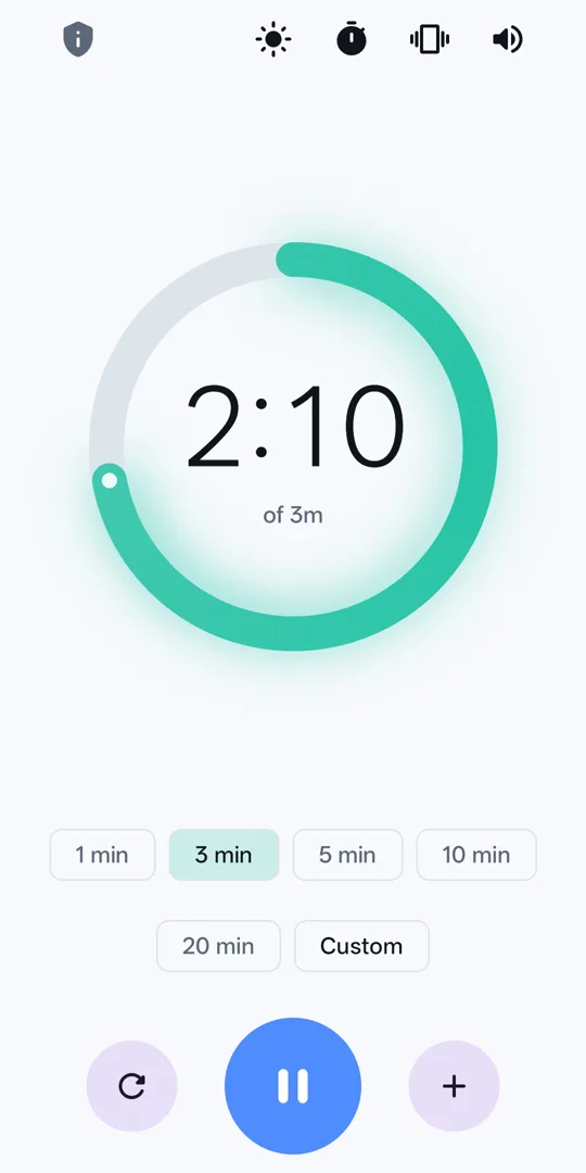 The timer in the light theme